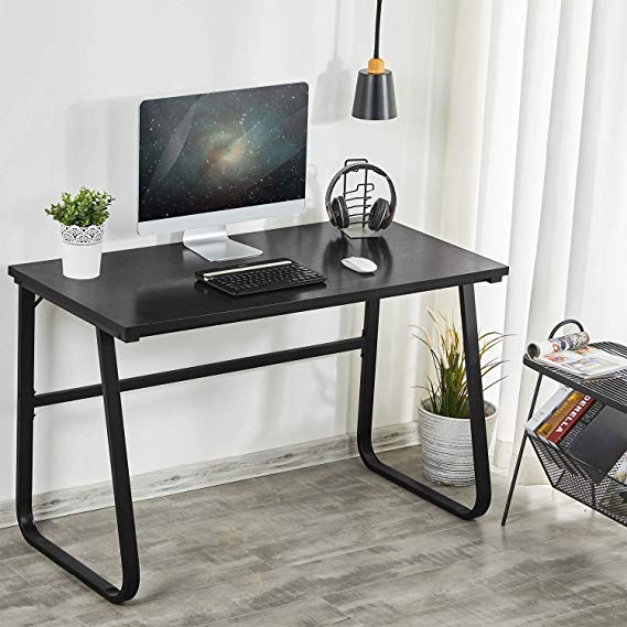 Sedeta 47 inch Rustic Computer Desk, Modern Simple Large Writing Desk Study Table, Solid Wood Desk PC Laptop Table Workstation for Home Office, Black