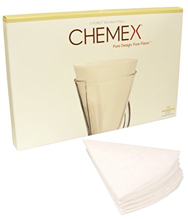 Chemex Bonded 13 Inch Unfolded Half Circle Coffee Filters, 100 Count