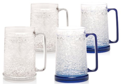 Decodyne™ Beer Freezer Mug - Double Wall -16oz. Capacity (Set Of 4)
