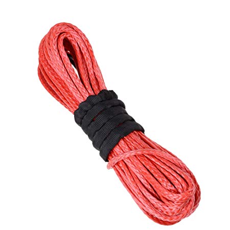 Astra Depot 50ft 1/4 inch ATV UTV SUV Car 6400lbs Recovery Replacement Synthetic Winch Rope Cable RED