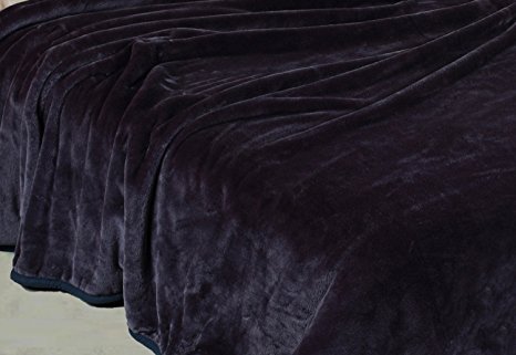 Chezmoi Collection Heavy Thick One Ply Korean Style Faux Mink Blanket 8-Pound Oversized Queen 90x92" (Queen, Gray)
