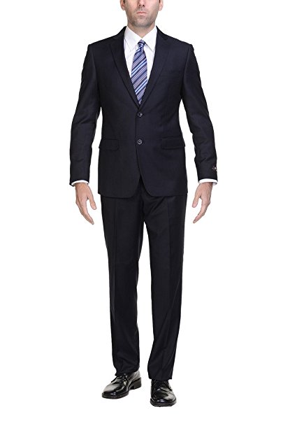 P&L Men's 2-Piece Two Button Slim Fit Suit Blazer Jacket Flat Front Pants Set