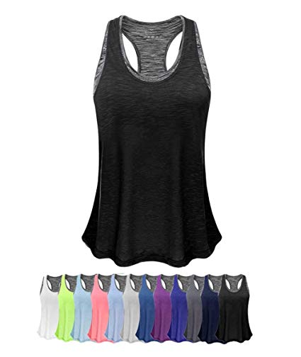 Women's Cute Yoga Tops with Built in Bra Exercise Gym Shirts Running Tank Tops