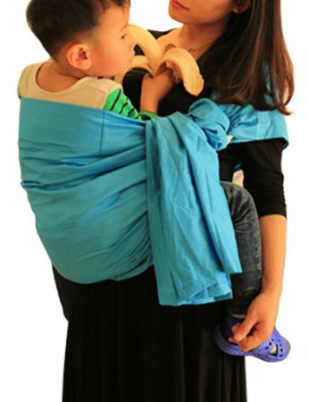 Vlokup® Baby Ring Sling Carrier for Newborn Original Adjustable Infant Lightly Padded Wrap Breastfeeding Privacy 100% Cotton Lakeblue