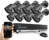 Amcrest 960H 8CH Video Security System - Eight 800 TVL Bullet IP66 Weatherproof Cameras 65ft IR LED Night Vision 960H DVR Long Distance Transmit Range 984ft 1TB HD Upgradable for 6 Days of HD Recording 30 Days at Lower Resolution Settings USB Backup Feature and More