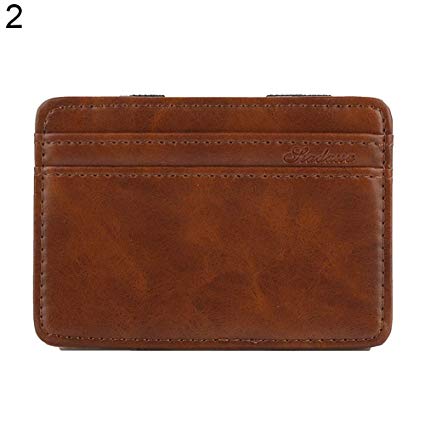 Infgreate Stylish And Practical Purse Men's Business Faux Leather Money Clip Card Holder Slim Bifold Magic Wallet