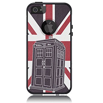 Unnito iPhone 5 Case - Commuter Case for iPhone 5S Case - Hybrid Slim Cover With Hard Shell and Soft Inner Layer For Apple iPhone 5 / 5S / SE Black Case - Dr Who Union Jack