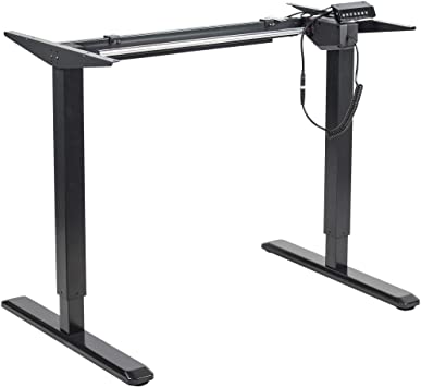 VIVO Black Electric Stand Up Desk Frame Workstation, Single Motor Ergonomic Standing Height Adjustable Base with Control Panel (DESK-V101EB)