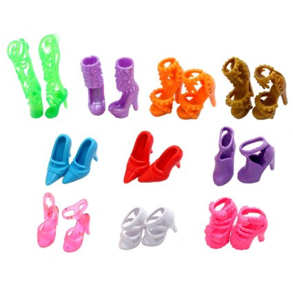 EastVita 10 Pairs of Doll Shoes Fit Barbie Dolls Multicoloured 1 inch