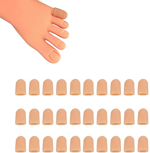 30 Pieces Gel Toe Caps for Little Toe, Silicone Toe Protector Toe Covers for Pinky Toe, Protect Toe from Rubbing, Ingrown Toenails, Corns, Blisters and Other Painful Toe Problems (XS,Beige)