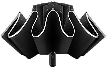 ALINK Inverted Reverse Folding Umbrella,10 Ribs Auto Open/Close Windproof Umbrella, Waterproof Travel Umbrella,Portable Umbrellas with Reflective Stripe(Black)