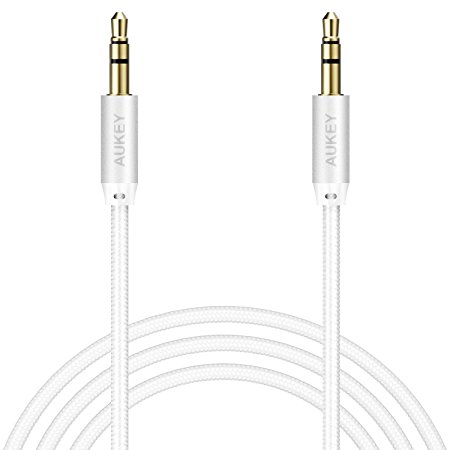 AUKEY Audio Cable, 3.5mm Nylon Braided AUX Cable (4ft / 1.2m) for Headphones, iPods, iPhones, iPads, Home / Car Stereos and More