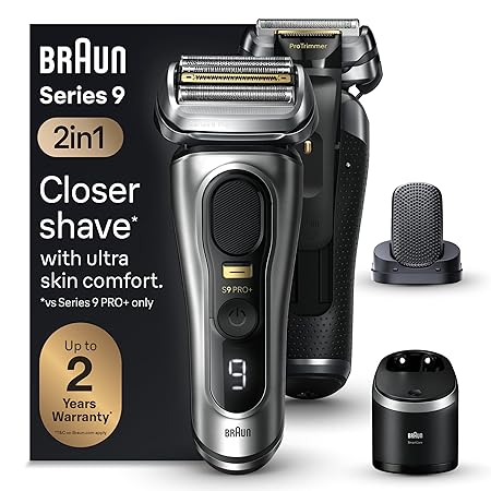 Braun Series 9 PRO  Electric Razor for Men, 5 Pro Shaving Elements and Shave-Preparing ProComfort Head for Closeness & Skin Comfort, 6in1 SmartCare Center, Wet or Dry Use, Charging Stand, 9597cc