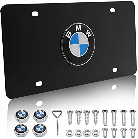 Fast & Furious for BMW Stainless Steel License Plate, Luxury Black 3D Front License Plate Covers Bonus with Logo Screw Nuts Set for BMW All Models