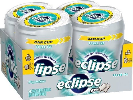 Eclipse Sugar Free Gum, Polar Ice, 60 Piece Big E Bottles (Pack of 4)