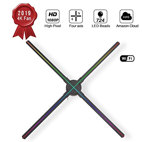 GIWOX 2019 3D Hologram Fan Display 65S with Powerful APP,Trade Show Display 1080P HD and 724Pcs Led Beads,Four-Axil and High Transfer Speed,Upload by iOS and Android 3D Holographic Fan(25.6Inch)