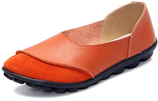 Fangsto Women's Cowhide Leather Loafers Flats Moccasins Slip-On