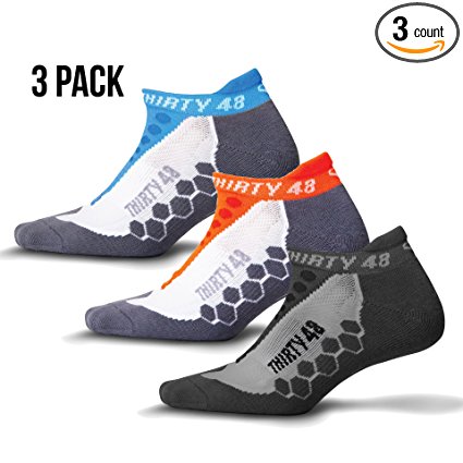 Running Socks for Men and Women by Thirty 48 - Features CoolMax Fabric That Keeps Feet Cool & Dry - 1 Pair, 3 Pair, or 6 Pair