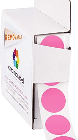 ChromaLabel 3/4 Inch Round Removable Color-Code Dot Stickers, 1000 per Dispenser Box, Rose