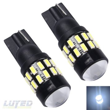 LUYED 2016 Newest! LUYED 2 x 360 Lumens Super Bright T10 3014 30-smd Lens White Color W5W 194 168 2825 LED Bulbs used for Signal Lights, Trunk Lights, Dashboard Lights, Parking Lights