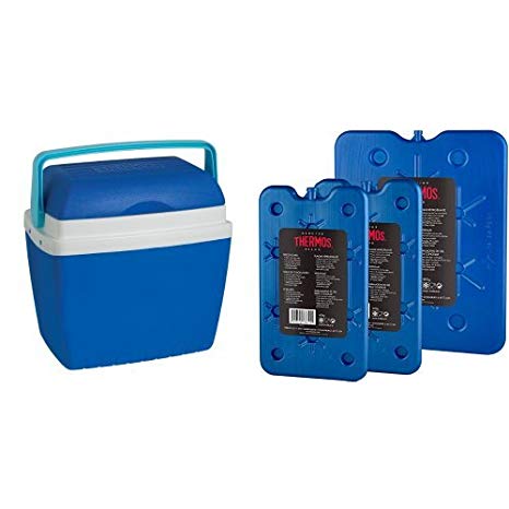 Thermos Cool Box, 32L - Blue with Thermos Freeze Boards Pack of 3, 1 x 800g, 2 x 400g – Blue