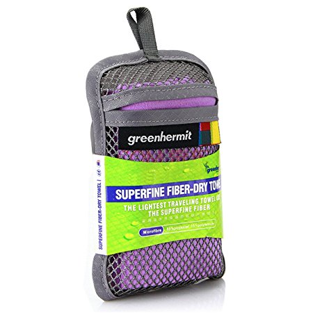 Green-Hermit Superfine Fiber Sports Travel Quick Dry Towel - Gym, Fitness, Beach, Bath, Camping - Compact, Antibacterial