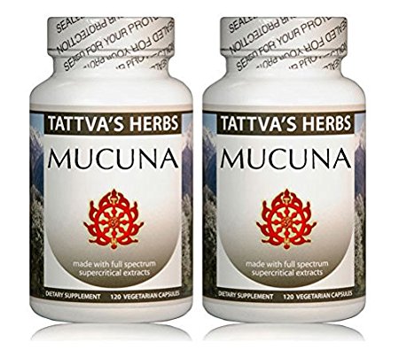 Mucuna Extract 500 mg 240 Vcaps (2 Pack - 120 ct./ea) with L-Dopa