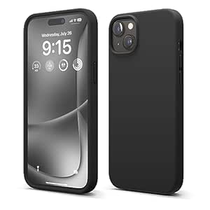 elago Compatible with iPhone 15 Plus Case, Liquid Silicone Case, Full Body Protective Cover, Shockproof, Slim Phone Case, Anti-Scratch Soft Microfiber Lining, 6.7 inch (Black)