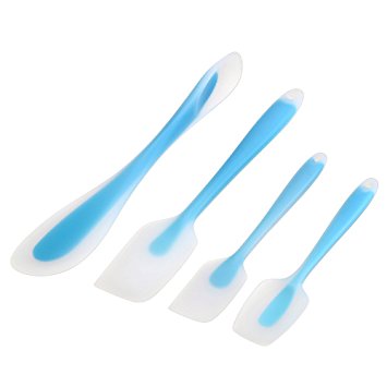 Spatula,Xpatee 4-pieces Heat-Resistant Baking Spatulas Non-stick Flexible Rubber Spatulas (Blue)