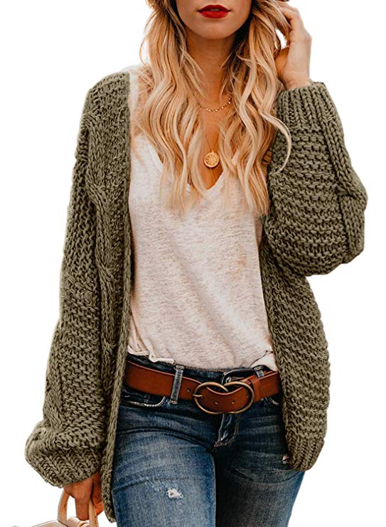 Dokotoo Womens Open Front Long Sleeve Thin Knit Cardigan Sweater S-XXL