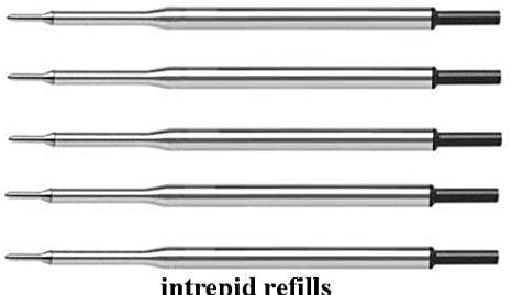 5 Genuine Intrepid flawless flow medium Point Refills for Papermate Lubriglide, Aspire, PhD Pens, Bulk Packed (BLACK)