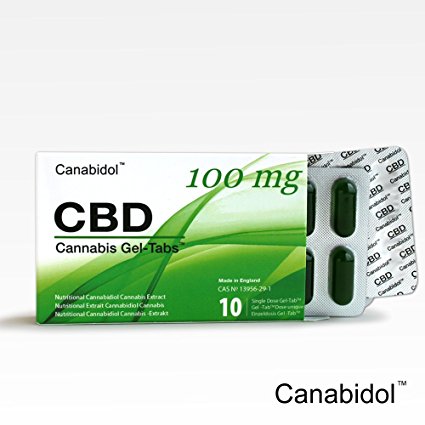 Canabidol CBD Gel-Tabs - 10,000mg Cannabis Sativa L. Single Dose Hemp CBD Oil Supplement - Cannabidiol (10 x 100mg Gel-Tabs)