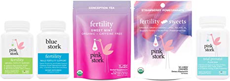 Pink Stork Premier Fertility Bundle: Couple’s Conception Support with Tea, Supplements, and Sweets