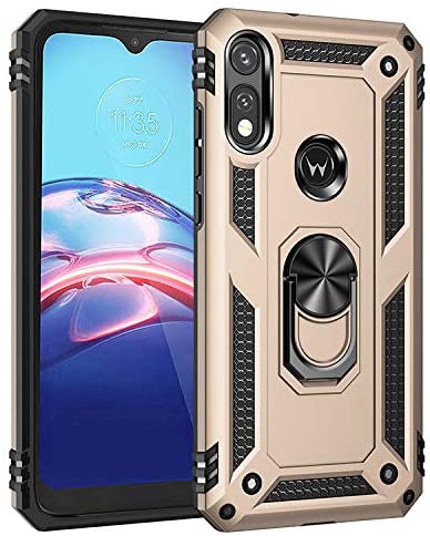 Jielangxin Keji Case for Motorola Moto E 2020 Case Cover,360 Degree Rotating Ring Holder Kickstand Case for Motorola Moto E 2020 XT2052-1 / Moto E7 XT2052-2 XT2052-3 XT2052-5 XT2052-6 Case Cover Gold
