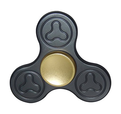 SENQIAO Zinc Alloy Tri Fidget Spinner EDC Finger Spinner Toy with Si3N4 Hybrid Ceramic Bearing More Durable Better Balanced Long Spin Times (Dumb Black-Round)