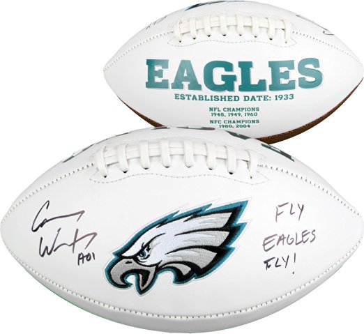 Carson Wentz Philadelphia Eagles Autographed White Panel Football with "Fly Eagles Fly" Inscription - Fanatics Authentic Certified