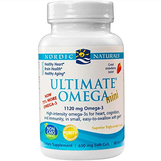 Nordic Naturals - Ultimate Omega Mini, Support for a Healthy Heart, Strawberry, 60 Soft Gels (FFP)