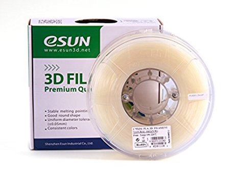 eSUN 3mm Natural PLA 3D Printer filament 1kg Spool (2.2lbs), Natural