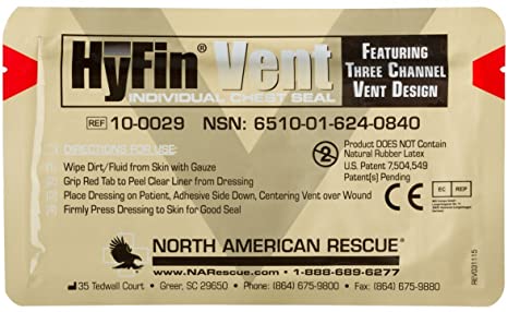 North American Rescue Hyfin Vent Chest Seal, Single