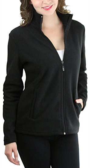 ToBeInStyle Women's Zip Up High Collar Polar Fleece Long Sleeve Jacket