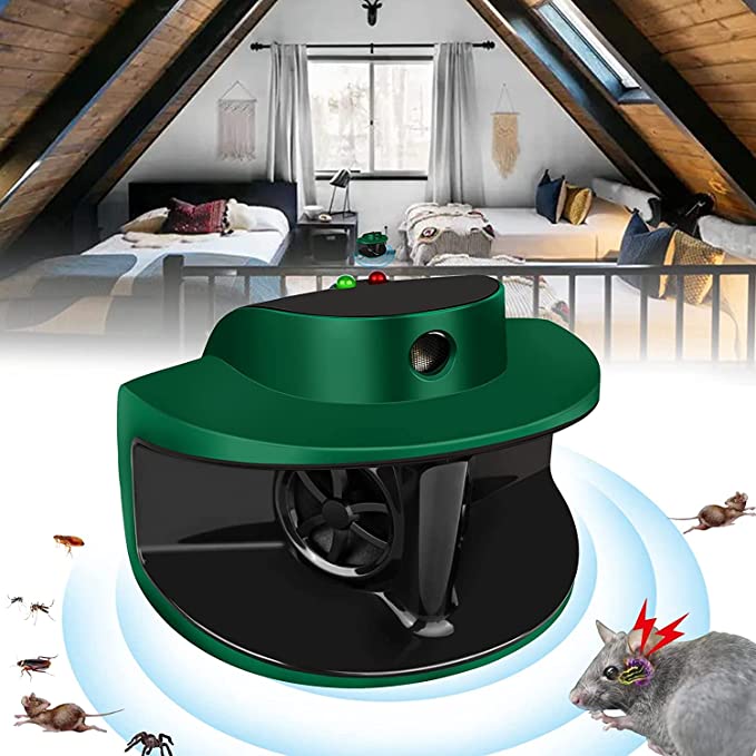 Ultrasonic Rodent Repellent,4 Modes Ultrasonic Pest Squirrel Rat Repellent,Plug in 360° Mouse Repellent for Home Indoor,Rodent Repellent Indoor Ultrasonic for Garage Attic Warehouse House(Green)