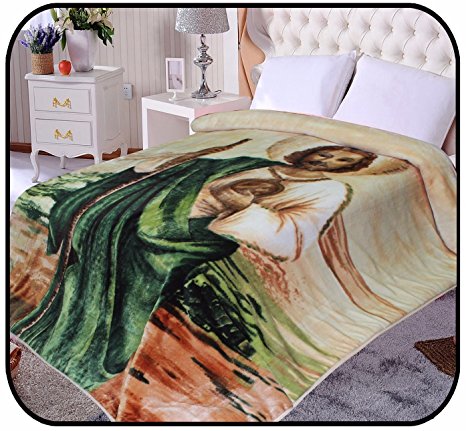 75"Wx90"H Blanket, religious Jesus 's , St Jude,Korean mink . year round,Warm, washable, Durable, Cashmere -like velvet bed cover by Hiyoko