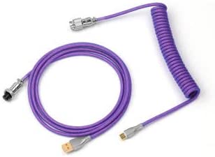 EPOMAKER Mix 1.8m Coiled Type-C to USB A TPU Mechanical Keyboard Space Cable with Detachable Aviator Connector for Gaming Keyboard and Cellphone(Purple)