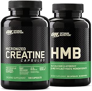 Optimum Nutrition Unflavored Creatine Monohydrate 100 Capsules Bundled with Optimum Nutirtion HMB 90 Capsules