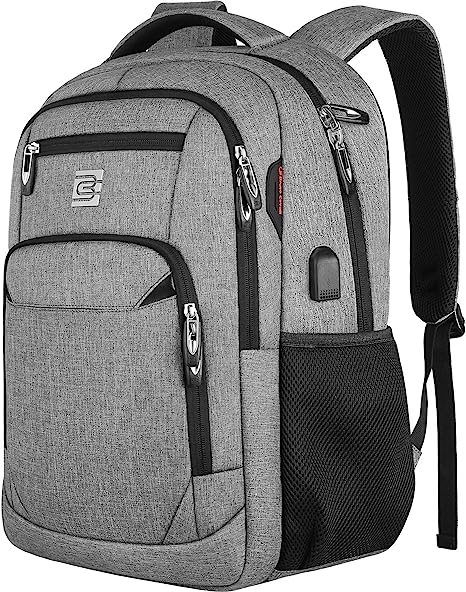 Laptop Backpack,Business Travel Anti Theft Slim Durable Laptops Backpack with USB Charging Port,Water Resistant College School Computer Bag for Women & Men Fits 15.6 Inch Laptop and Notebook - Grey