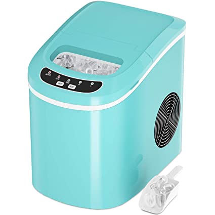 COSTWAY Countertop Ice Maker, 26LBS/24H Portable and Compact Ice Maker Machine, Ice Cubes Ready in 6 Mins, Electric High Efficiency Small Ice Maker with Ice Scoop for Home Kitchen Office, Green