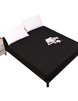 FORCHEER Queen Mattress Protector Waterproof Mattress Cover Hypoallergenic Fitted Sheet Bed Bug Proof Bed Cover with Elastic Band,Black