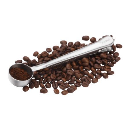 VonShef Stainless Steel Ground Coffee Measuring Spoon with Bag Clip - Free 2 Year Warranty