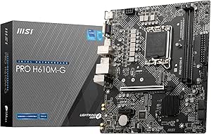 MSI Pro H610M-G Carte mère, Micro-ATX - pour processeur Intel de 14e, 13e et 12e gén., LGA 1700 - DDR5 Memory Boost 4800MHz/MAX, PCIe 4.0 x16, M.2 Gen3