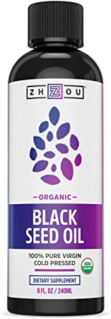Certified Organic Black Seed Oil, 100% Virgin, Cold Pressed Omega 3-6-9, Nigella Sativa Black Cumin